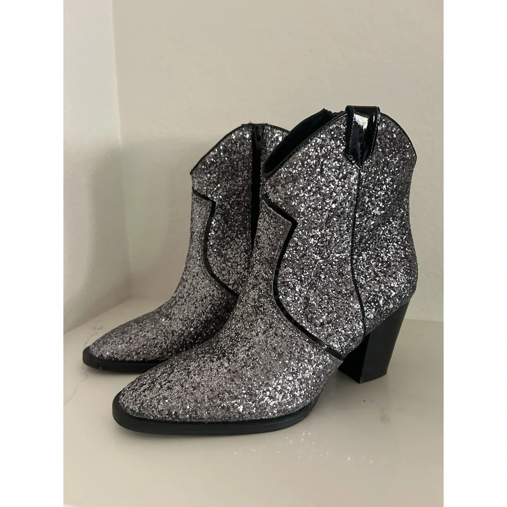Idyllwind Miranda Lambert Silver Glitter Western Booties Boots Size 7.5